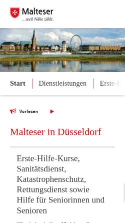 Vorschau der mobilen Webseite www.malteser-duesseldorf.de, Malteser-Hilfsdienst e.V., Stadtgeschäftsstelle Düsseldorf