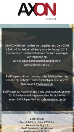Vorschau der mobilen Webseite www.axon.de, AXON-Leasing GmbH
