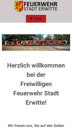 Vorschau der mobilen Webseite www.feuerwehr-erwitte.de, Freiwillige Feuerwehr der Stadt Erwitte
