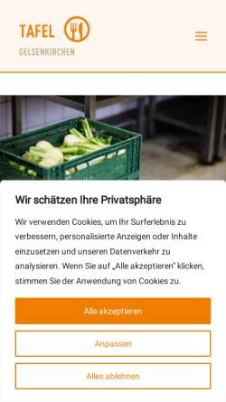 Vorschau der mobilen Webseite tafel-ge.de, Gelsenkirchener Tafel e.V.