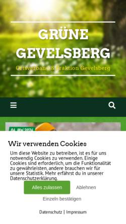 Vorschau der mobilen Webseite www.gruene-gevelsberg.de, Bündnis '90 / Die Grünen Gevelsberg