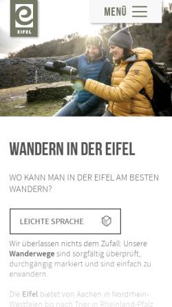 Vorschau der mobilen Webseite www.eifel.info, Wanderland Eifel-Ardennen