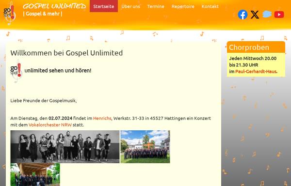 Vorschau von www.gospelunlimited-chor.de, Gospel Unlimited Chor
