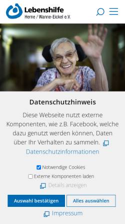 Vorschau der mobilen Webseite www.lebenshilfe-herne.de, Lebenshilfe für Menschen mit geistiger Behinderung, Herne e.V.