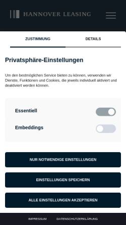 Vorschau der mobilen Webseite hannoverleasing.de, Hannover Leasing GmbH & Co. KG