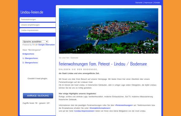 Vorschau von www.lindau-ferien.de, Ferienwohnungen Familie Peterat