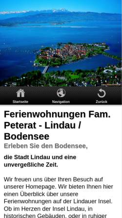 Vorschau der mobilen Webseite www.lindau-ferien.de, Ferienwohnungen Familie Peterat