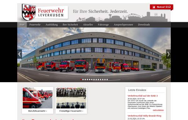 Vorschau von www.feuerwehr-leverkusen.de, Feuerwehr Leverkusen