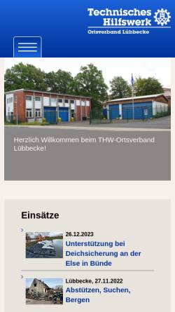 Vorschau der mobilen Webseite www.thw-luebbecke.de, THW-Ortsverband Lübbecke