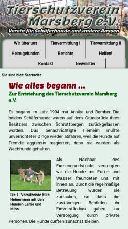 Vorschau der mobilen Webseite www.tierschutz-marsberg.de, Tierschutzverein Marsberg e.V.