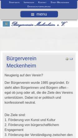 Vorschau der mobilen Webseite www.buergerverein-meckenheim.de, Bürgerverein Meckenheim e.V.