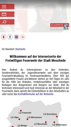 Vorschau der mobilen Webseite www.feuerwehr-meschede.de, Freiwillige Feuerwehr der Stadt Meschede