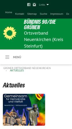 Vorschau der mobilen Webseite gruene-neuenkirchen.de, Bündnis 90/Die Grünen Neuenkirchen