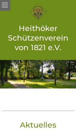 Vorschau der mobilen Webseite heithoek.de, Heithöker Schützenverein Neuenkirchen von 1821 e.V.