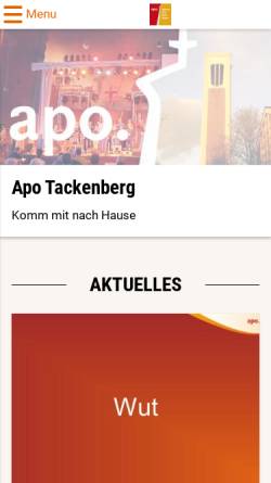 Vorschau der mobilen Webseite www.apo-tackenberg.de, Evangelische Apostelkirchengemeinde Oberhausen-Tackenberg