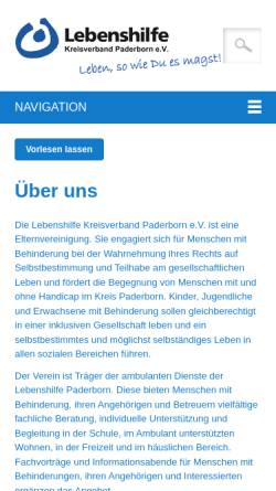 Vorschau der mobilen Webseite www.lebenshilfe-paderborn.de, Lebenshilfe Paderborn e.V.