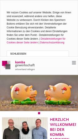 Vorschau der mobilen Webseite www.komba-ratingen.de, Komba Gewerkschaft