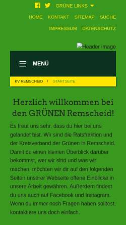 Vorschau der mobilen Webseite www.gruene-remscheid.de, Bündnis 90/Die Grünen Remscheid