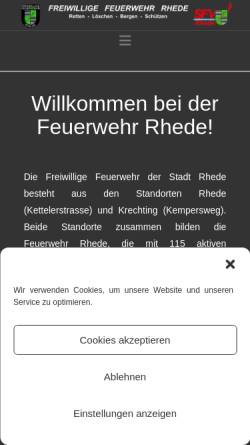 Vorschau der mobilen Webseite feuerwehr-rhede.de, Freiwillige Feuerwehr Rhede