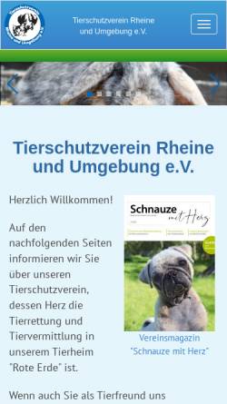 Vorschau der mobilen Webseite www.tierschutzverein-rheine.de, Tierschutzverein Rheine und Umgebung e.V.