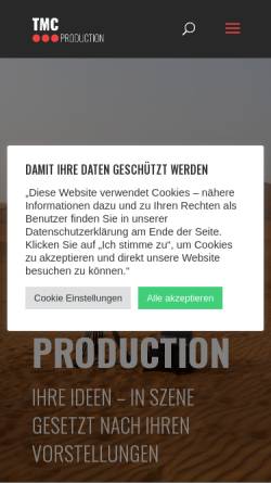 Vorschau der mobilen Webseite tmc-production.de, TMC-Production