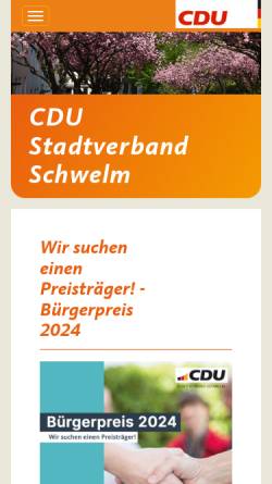 Vorschau der mobilen Webseite www.cdu-schwelm.de, CDU Schwelm