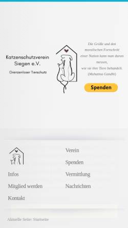 Vorschau der mobilen Webseite katzenschutzverein-siegen.de, Katzenschutz-Verein Siegen e.V.