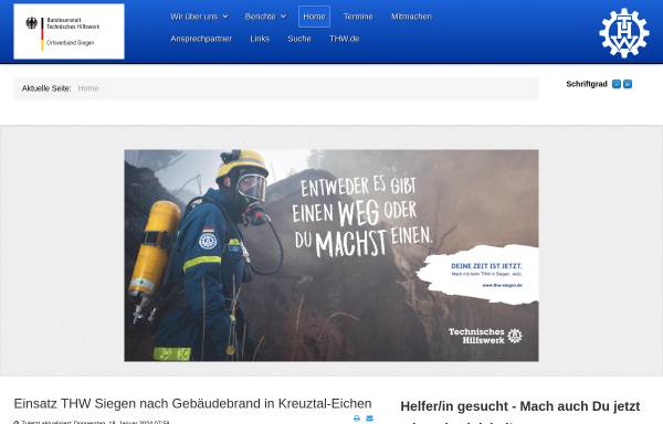 Vorschau von www.thw-siegen.de, THW Technisches Hilfswerk Ortsverband Siegen