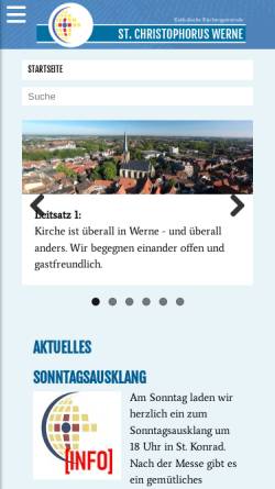Vorschau der mobilen Webseite www.christophorus-werne.de, Pfarramt St. Christophorus