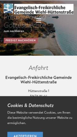 Vorschau der mobilen Webseite www.efgh.de, Evangelisch Freikirchliche Gemeinde Wiehl-Hüttenstraße
