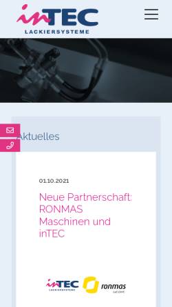 Vorschau der mobilen Webseite www.intec-lackiersysteme.de, Intec Lackiersysteme GmbH