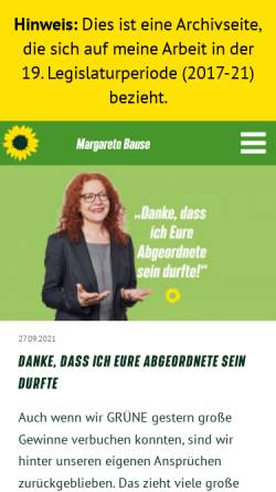Vorschau der mobilen Webseite www.margarete-bause.de, Bause, Margarete (MdL)