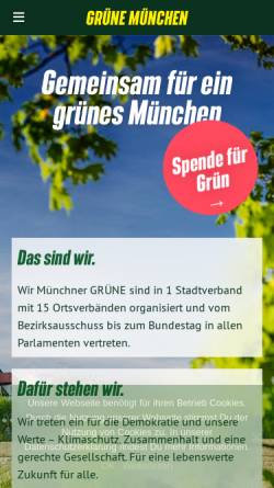 Vorschau der mobilen Webseite www.gruene-muenchen.de, Bündnis 90/Die Grünen München