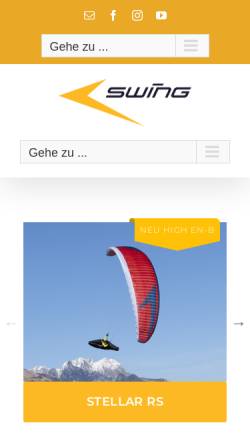 Vorschau der mobilen Webseite swing.de, Swing Flugsportgeräte GmbH