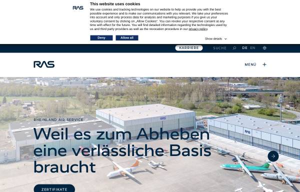 Vorschau von www.ras.de, RAS Rheinland Air Service Werft & Handel GmbH