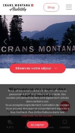 Vorschau der mobilen Webseite www.crans-montana.ch, Crans-Montana Tourismus