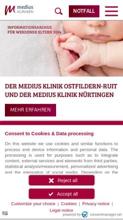 Vorschau der mobilen Webseite www.kk-es.de, Kreiskliniken Esslingen