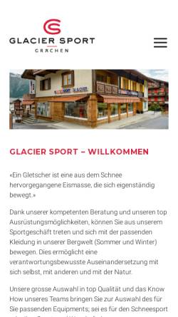 Vorschau der mobilen Webseite www.glaciersport.ch, Glacier Sport
