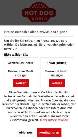 Vorschau der mobilen Webseite hotdogworld.de, Ullrich FoodWorld GmbH & Co. KG