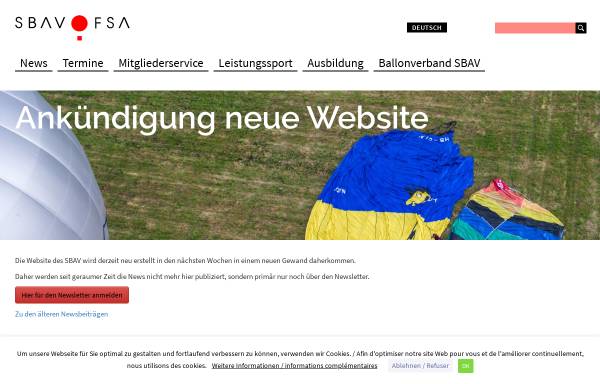 Vorschau von www.sbav.ch, Schweizerischer Ballonverband