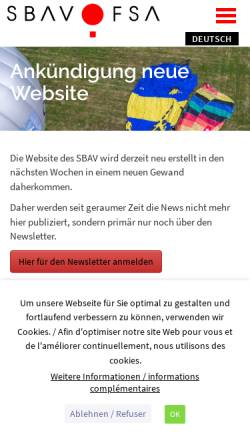 Vorschau der mobilen Webseite www.sbav.ch, Schweizerischer Ballonverband