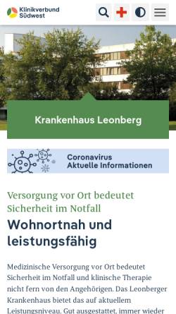 Vorschau der mobilen Webseite www.klinikverbund-suedwest.de, Krankenhaus Leonberg