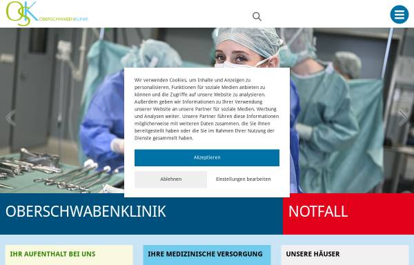 Vorschau von www.oberschwabenklinik.de, Oberschwaben Klinik