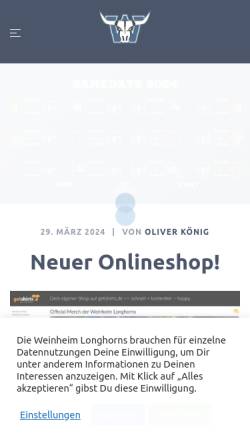 Vorschau der mobilen Webseite www.weinheim-longhorns.com, Weinheim Longhorns