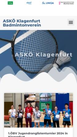 Vorschau der mobilen Webseite www.askoe-klagenfurt.at, ASKÖ kelag strom Badminton