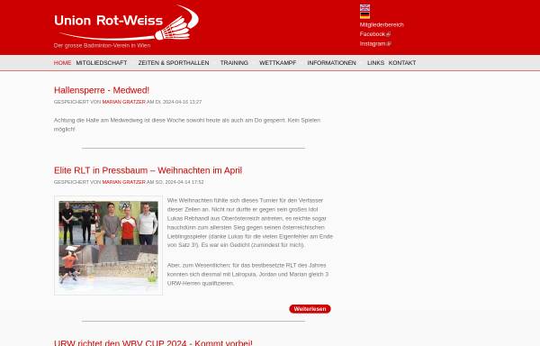 Vorschau von www.urw-badminton.at, Badminton in Wien bei Union Rot-Weiss