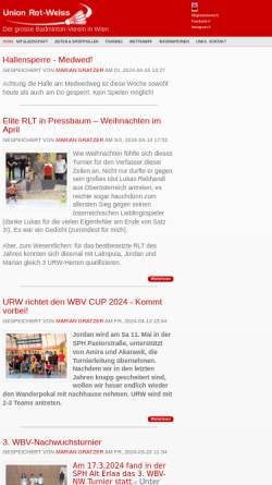 Vorschau der mobilen Webseite www.urw-badminton.at, Badminton in Wien bei Union Rot-Weiss