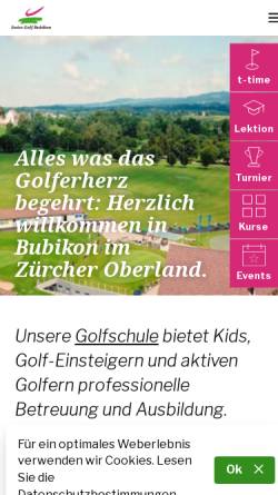Vorschau der mobilen Webseite www.swissgolfbubikon.ch, Golf Club Bubikon