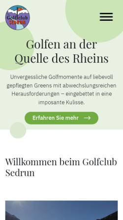 Vorschau der mobilen Webseite www.golfclub-sedrun.ch, Golf Club Sedrun