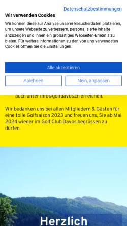 Vorschau der mobilen Webseite www.golfdavos.ch, Golfclub Davos